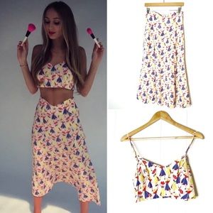 Reformation | Dancing Ladies Skirt Crop Top Set S/XS